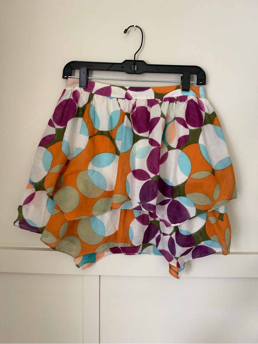 Alice & Olivia Camille Polka Dot Tiered Voluminous Mini Skirt Print Retro